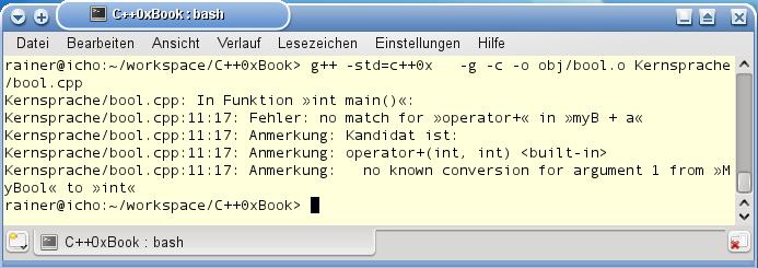 Explizite Klassendefinitionen Kernsprache: bool.cpp explicit operator bool() in Zeile 2 bewirkt, dass der arithmetische Ausdruck in Zeile 11 nicht gültig ist.