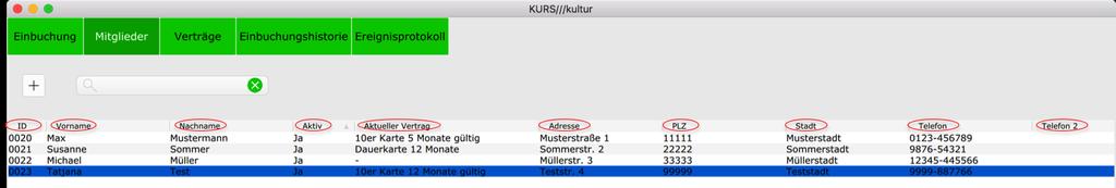 Um die Suchkriterien aufzuheben, klicken Sie bitte im Feld mit der Lupe auf das grün hinterlegte "X" à Alle Mitglieder werden wieder angezeigt 4.