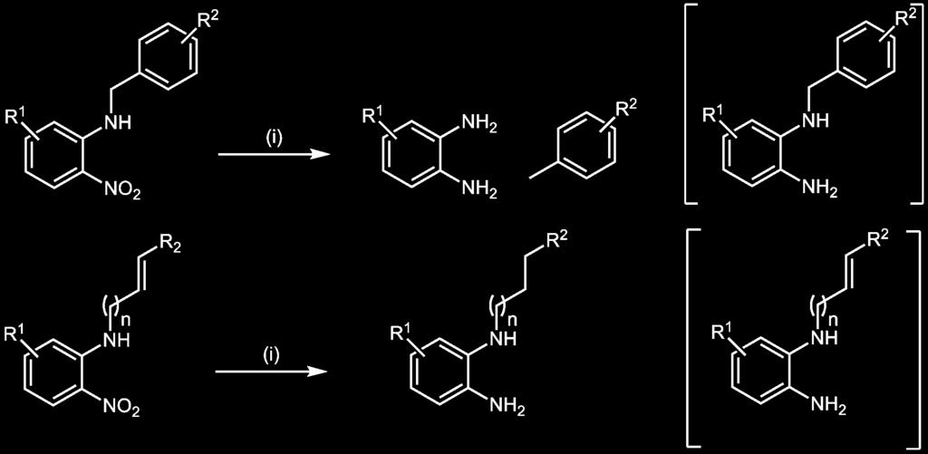 Synthese A 16 17 18 19 B 20 21 22 Abbildung 3.3: Zu erwartende Nebenreaktionen während der katalytischen Hydrierung von A: benzylische Amine (16). B: Alkene (20).