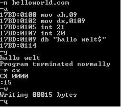 Debug-Backrezept: -In DEBUG führen Sie den Befehl n aus und übergeben ihm als Parameter den Dateinamen, in diesem Beispiel jetzt helloworld.com.