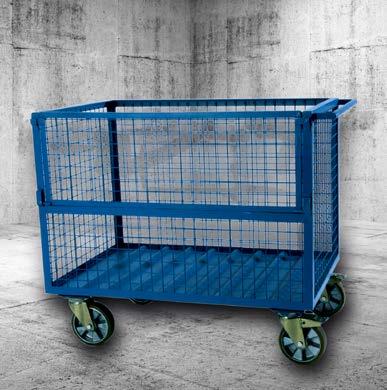GITTER-ROLLWAGEN TYP: GRW Ideal zum Transportieren, Zwischenlagern, Sammeln und Entsorgen. Mit Gitterwänden 50 x 50 x 4 mm. Der Boden besteht aus 2 mm profiliertem Stahlblech.