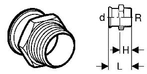 Zu verwendende Übergangsverschraubungen mit AG für Mepla-, Edelstahl- und Cu-Rohr: Geberit-Fitting: Mepla DN d mm R H cm L cm Art-Nr.: 604.537.00.5 25 32 1 3,6 6,4 Art.-Nr.: 605.538.00.5 32 40 1 1/4 4.