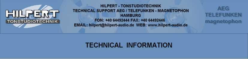 HILPERT-TONSTUDIOTECHNIK TECHNICAL SUPPORT AEG 1 TELEFUNKEN - MAGNETOPHON HAMBURG FON :
