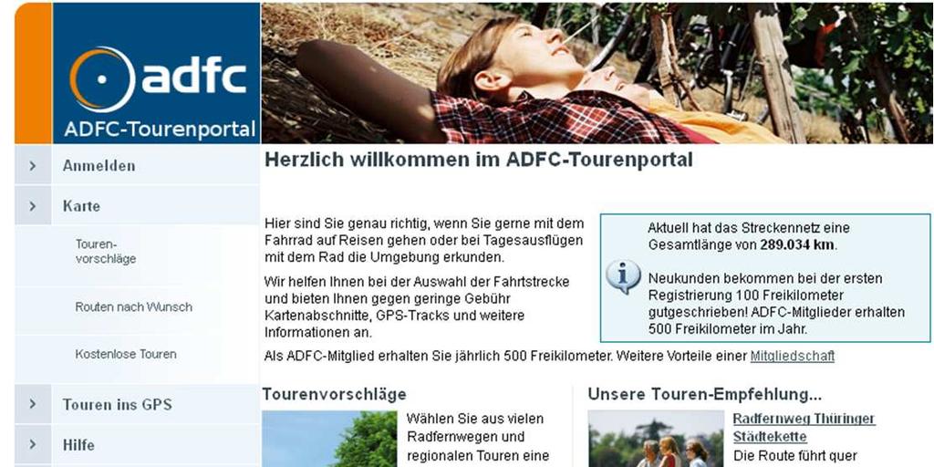 www.adfc-tourenportal.de Routenplaner für Radfahrer 290.