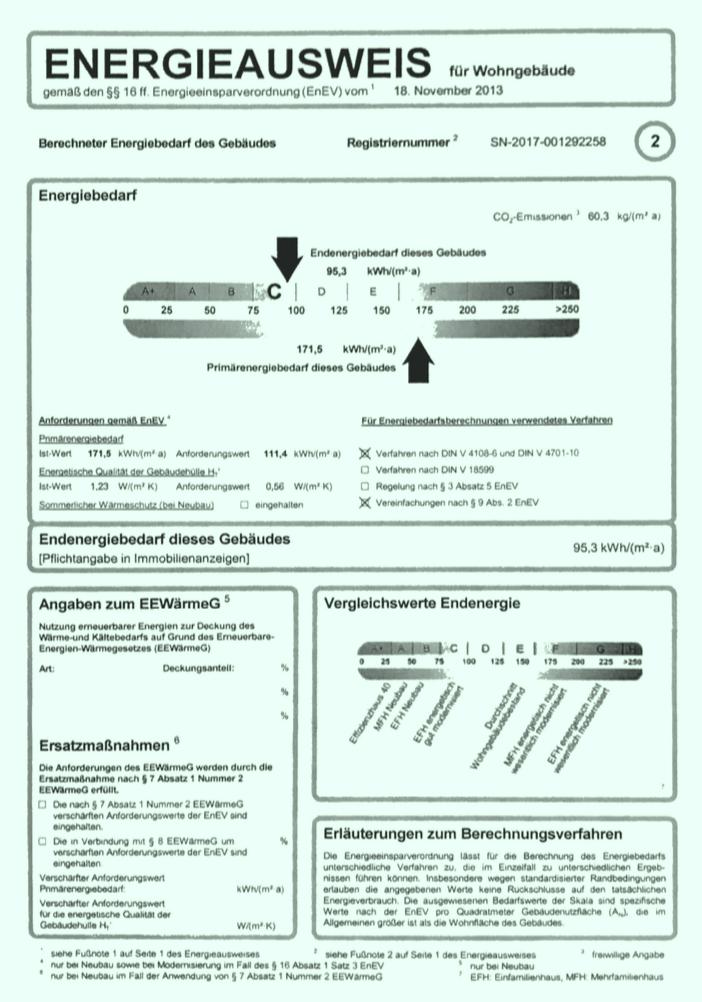 Energieausweis Der gesamte Energieausweis, dem nebenstehender