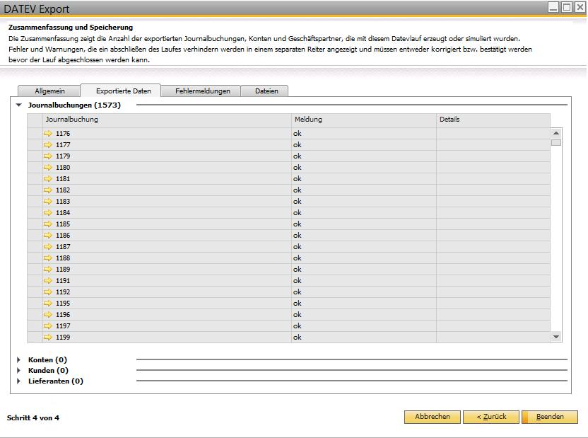 SAP Business One Anleitung DATEV Export