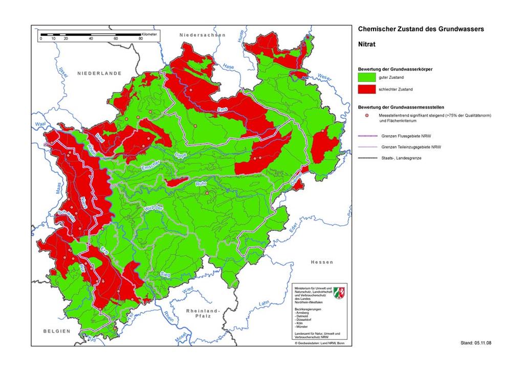 Gewässerbelastung durch Nährstoffe in NRW
