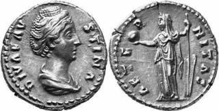 html RIC 348 Denar, 141 n. Chr. Vs: DIVA FAVSTINA.