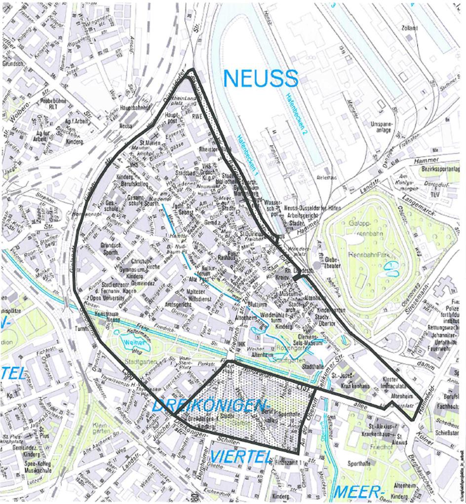 Kapitel 11: Anlagen 11 Anlagen 11.1 Umweltzone, Ausnahmeregelungen von Verkehrsverboten in Umweltzonen Abb.11.1/1: Umweltzone Neuss: Quelle Stadt Neuss 2012.