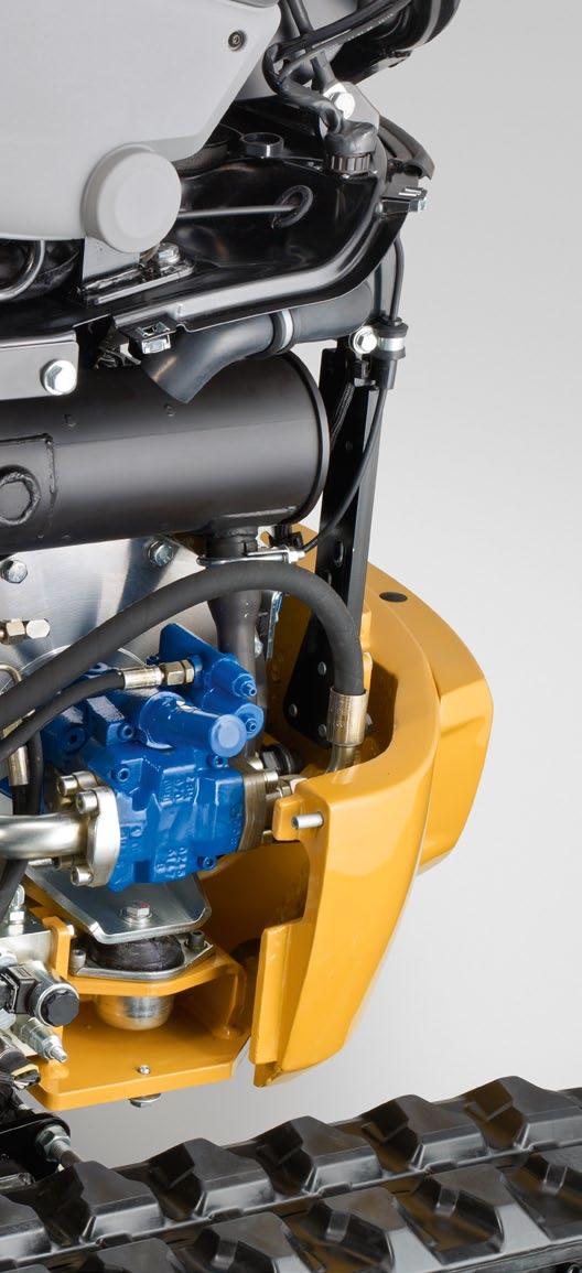 Leistungsstarker Motor und Load-Sensing-Hydraulik Der Motor mit 17,7 kw (24 HP) und ein Load-Sensing-Hydrauliksystem sowie eine Verstellpumpe sorgen durch