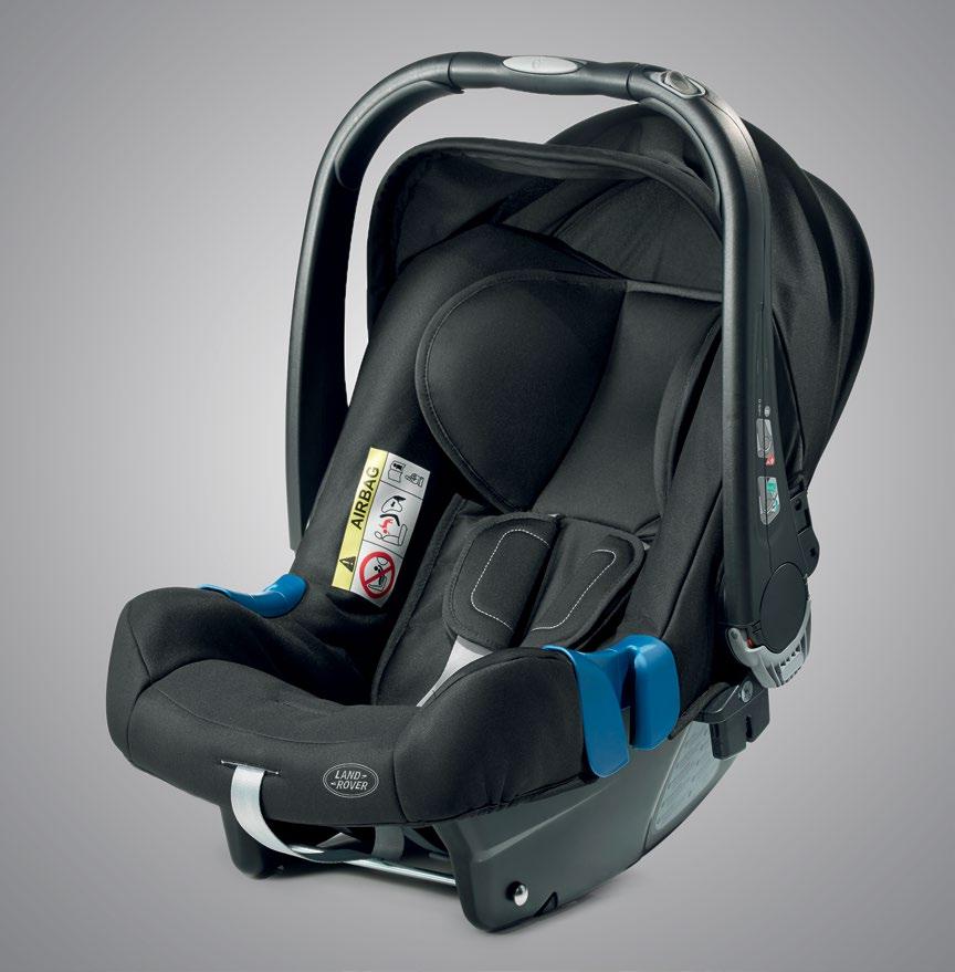 1. 2. 3. 5. 4. SICHERHEIT 1. Kindersitz Gruppe 0+, Stoffbezug mit Land Rover Emblem Für Babys bis 13 kg (ab Geburt bis ca. 12 15 Monate).
