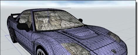 tional zu seinem Detailreichtum. Auf Abbildung 1 ist das Modell eines Honda NSX zu sehen, mit dargestelltem Drahtgestell, auf Abbildung 2 sind nur Oberflächen zu sehen.