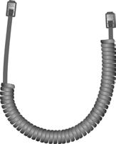 3 ein (gewendeltes) Kabel für den Anschluss des Hörers ans