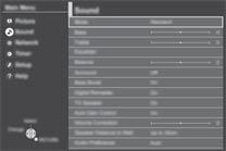 Modalità di utilizzo delle funzioni dei menu 1 Visualizzare il menu 2 Selezionare il menu Menu principale Immagine Audio 3 Selezionare l opzione Regolare usando la barra di scorrimento Selezionare la