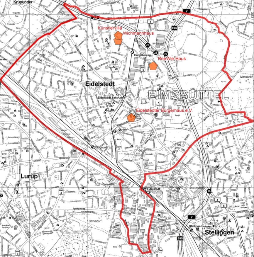 Integration des neuen Wohnquartiers in den Stadtteil Eidelstedt - Kultur und Begegnung Eidelstedter Bürgerhaus Zentrales Stadtteilkulturzentrum mit interkulturellen Angeboten Kooperationen mit