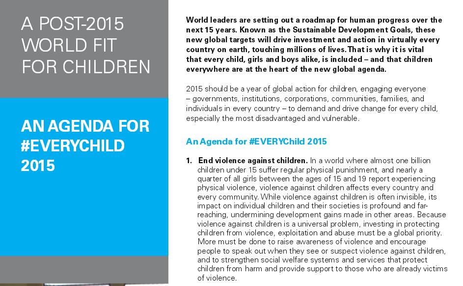 Post 2015 Unicef Paper: WORLD FIT FOR CHILDREN Ø weil