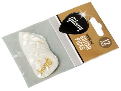 00 Gibson Perloid White Picks à 12 Stück Guitar Picks Wedge Bag Art-Nr.