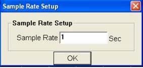 Plotten von Daten 1. Bei erfolgreicher Verbindung drücken Sie und die Dialogbox für die Samplerate erscheint.