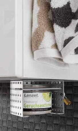 Schwenkkorb mit Duftgel zur Montage unter dem Waschtischunterschrank - neutralisiert Gerüche und verströmt einen dezenten Duft Handtuchhalter