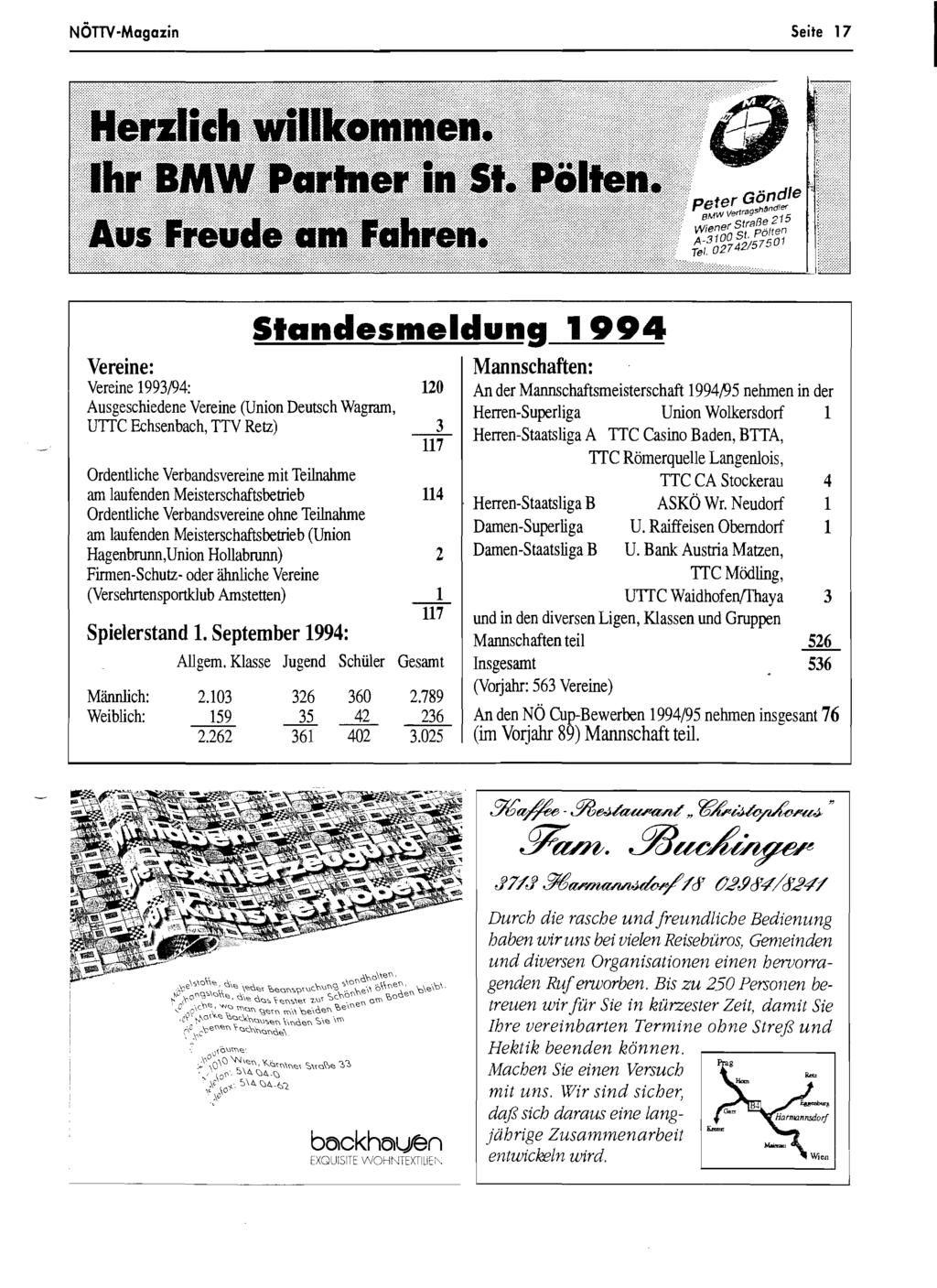 NÖTTV -Magazin Seite 17 p ter Göndl e!w Verlra9shM~/rs. rstraße <- Wle ne St pölten A-310 0 2157501 Tel.
