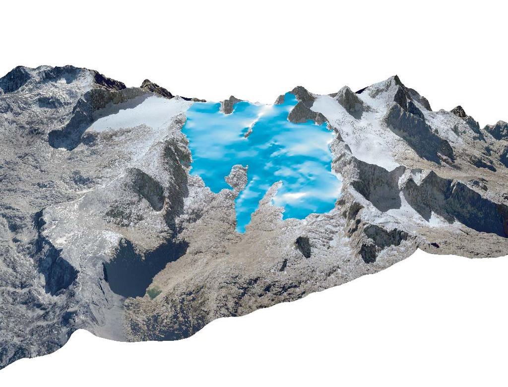 60 Volums-, Flächen- und Längenänderungen 1856-2007 Abbildung 4.24: Beleuchtetes Höhenmodell der Gletscheroberfläche 1969 auf Orthophoto 2002.