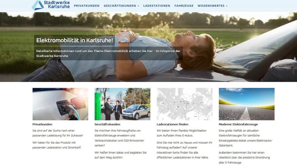 Online-Portal zur Elektromobilität Anfang 2018 startete das neue Portal emobiltaet.stadtwerke-karlsruhe.de.