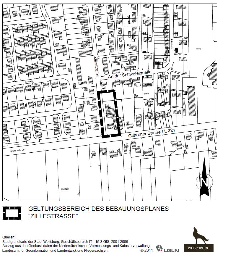 Jahrgang 10 Amtsblatt Nr. 6 Wolfsburg, 14. Februar 2014 Seite 52 Der Geltungsbereich des Entwurfs des Bebauungsplanes geht aus der unten abgebildeten Planskizze hervor.