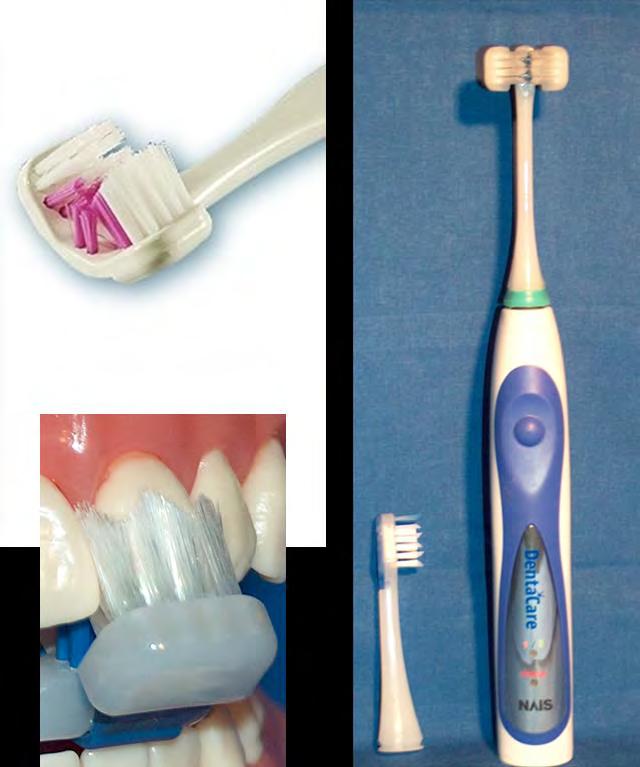 Zähne reinigen Dreikopfzahnbürste nur bei Zähneputzen durch unterstützende