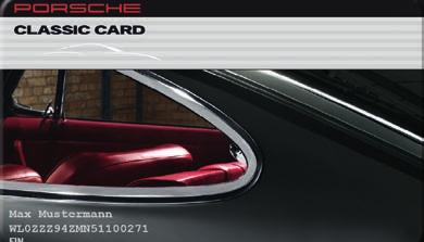 europaweit und zu jeder Zeit. Sie erhalten die Porsche Classic Card für alle Fahrzeuge Boxster (Typ 986), 911 (Typ 996) und älter.