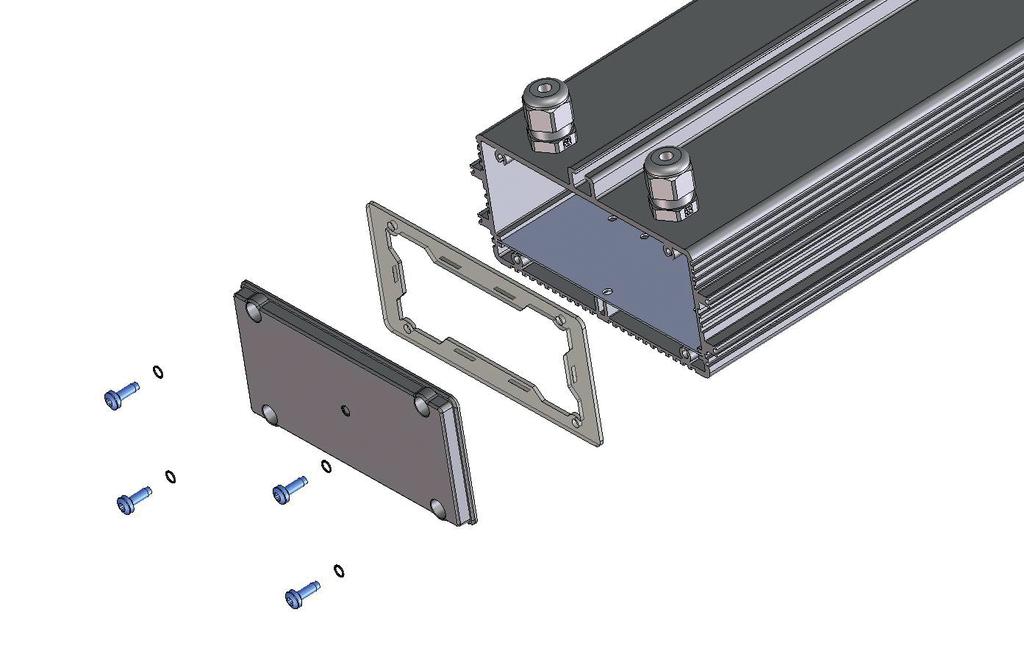Zubehör für LED Industry Kit Treiberbox Gehäuse zur Aufnahme für einen Treiber und Befestigung der montierten Industry Kit-Baugruppe Material: Aluminium EN AW-6060 T66 Abmessungen: 320x149,25x65,25