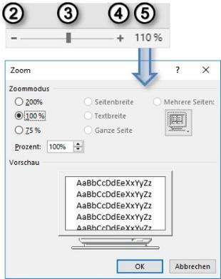 Abbildung 5 - Bereiche des Anwendungsfensters vergrößern / verkleinern Der Zoomregler Bei E-Mails und Aufgaben können Sie mit dem Zoomregler den Inhalt des Lesebereiches stufenlos in verschiedenen