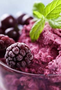 Eiscreme Für die Eiszubereitung im Nutrimix sollten Sie frische Früchte verwenden. Schneiden Sie die Früchte in kleine Stücke und frieren Sie diese ein.