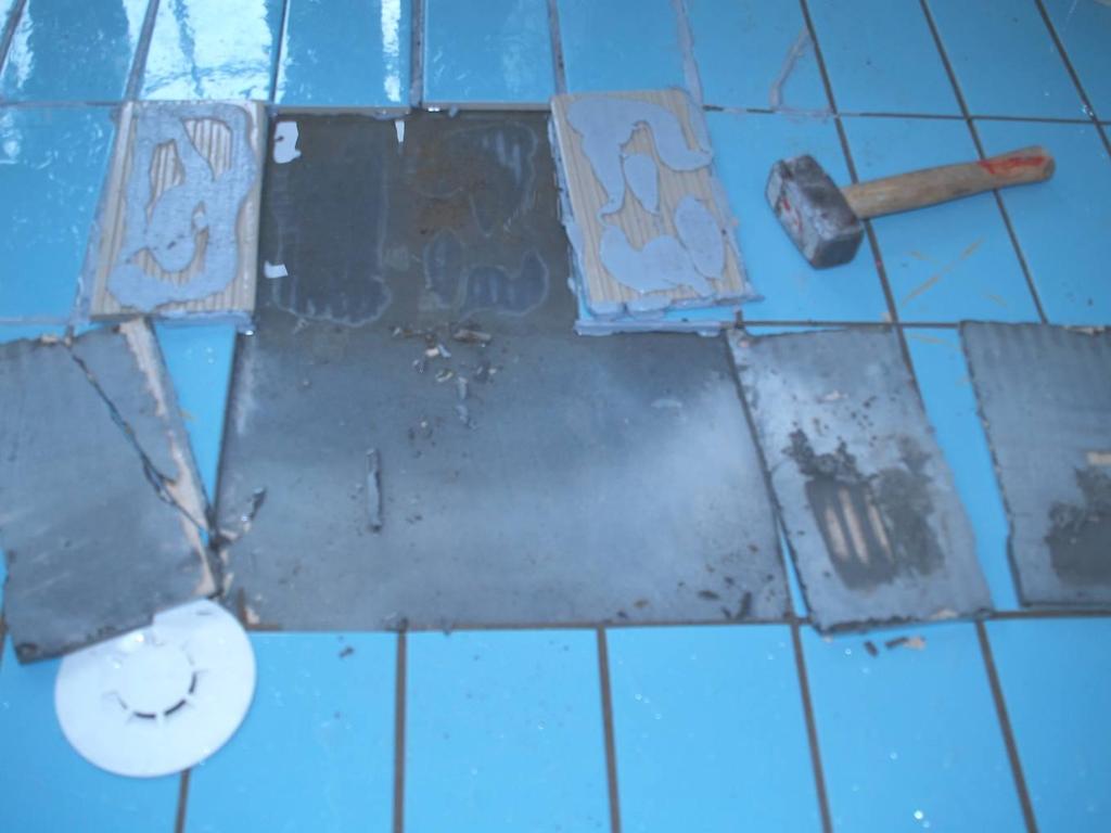 Die nachfolgenden 5 Fotoaufnahmen zeigen die tatsächliche Ursache, weshalb es zu den Ablösungen der Spaltplatten im Bodenbereich gekommen ist.