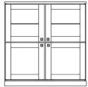 Mandura Hochanrichten - Gesamthöhe 142 cm mit zwei Türen je Element oben: Rahmentür mit Glas- oder Holzfüllung unten: Rahmentür mit Holzfüllung H 142 cm je
