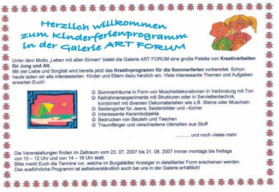 2007 VOLSSOLIDARITÄT Veranstaltungsplan der Begegnungsstätte der Volkssolidarität Burgstädt, öbkestraße 13, Telefon 27 81 ontag, 18.06.