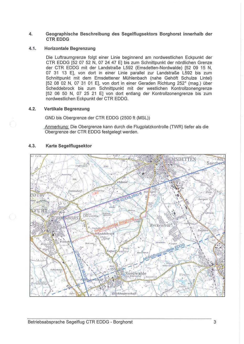 4. Geographische Beschreibung des Segelflugsektors Borghorst innerhalb der CTR EDDG 4.1.