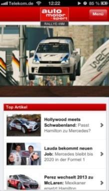 With the apps of auto motor und sport and Motorsport Aktuell, the users obtain