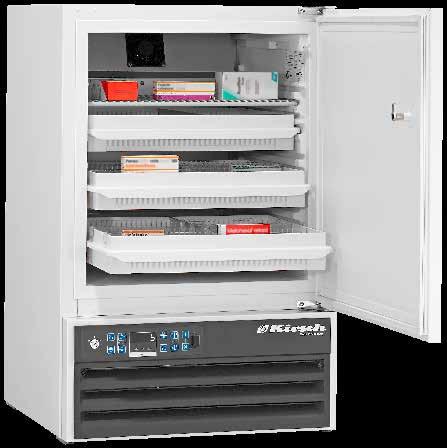 Medikamenten-Kühlschrank MED-100 3 Schubfächer und 1 Rost Minimum-/Maximum- Temperaturspeicher Umluftkühlung Ein- und unterbaufähig Anschlussmöglichkeiten für Alarmweiterleitung Gefrierschutz