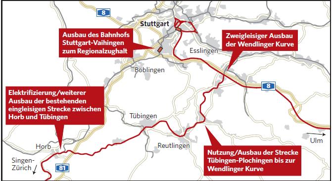 Flügelung in Horb Die zweite ICE-Einheit fährt über Tübingen, Reutlingen und die zweigleisige