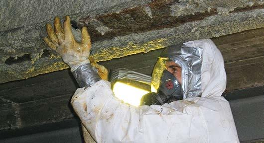 Arbeiten in unmittelbarer Nähe von solchen asbesthaltigen Materialien, ohne diese zu bearbeiten Entfernen nur durch anerkanntes Asbestsanierungsunternehmen Schutzmassnahmen generell: Nicht bearbeiten