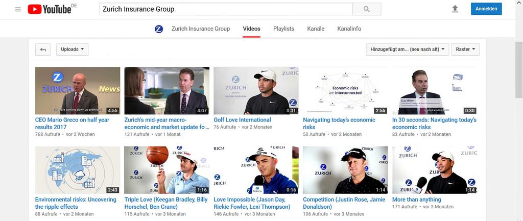 Zurich Insurance Group on Youtube: 2.