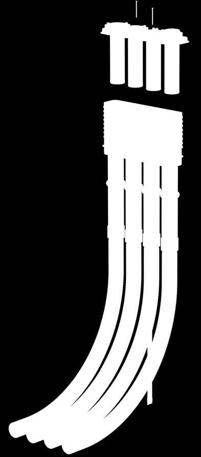 Anschlussmuffen und 4 integrierten biegesteifen Mantelrohren DN 75 (Innendurchmesser 70 mm, 2000 mm lang) sowie höhen verstellbarem Erdspieß.