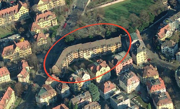5 Überbauung mit Potenzial Mit Anbauten und Dachausbauten könnten die bestehenden Wohnungen vergrössert und damit ein ausgewogener Wohnungsmix mit mehr Familienwohnungen realisiert werden.