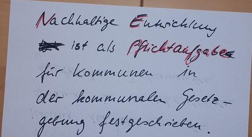 Idealtypische Zielformulierung 2 Nachhaltige Entwicklung ist als Pflichtaufgabe für