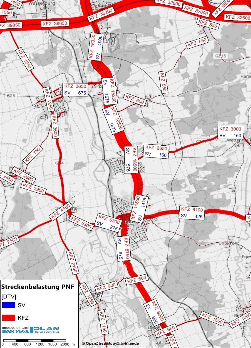 Verkehrsgutachten Ortsumgehung Ichenhausen - Kötz 10 Prognosenullfall Die Ermittlung der Entlastungswirkungen, die durch den Bau der Ortsumgehung zu erwarten sind, erfolgt nach dem Mitfall-