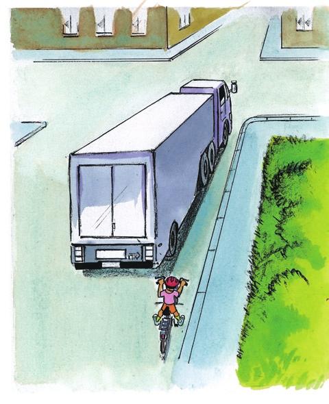 Besondere Gefahren Besondere Gefahr für den Radfahrer geht vom rechten Hinterrad des Lkw aus: Die Hinterräder kommen beim Abbiegen viel näher an die