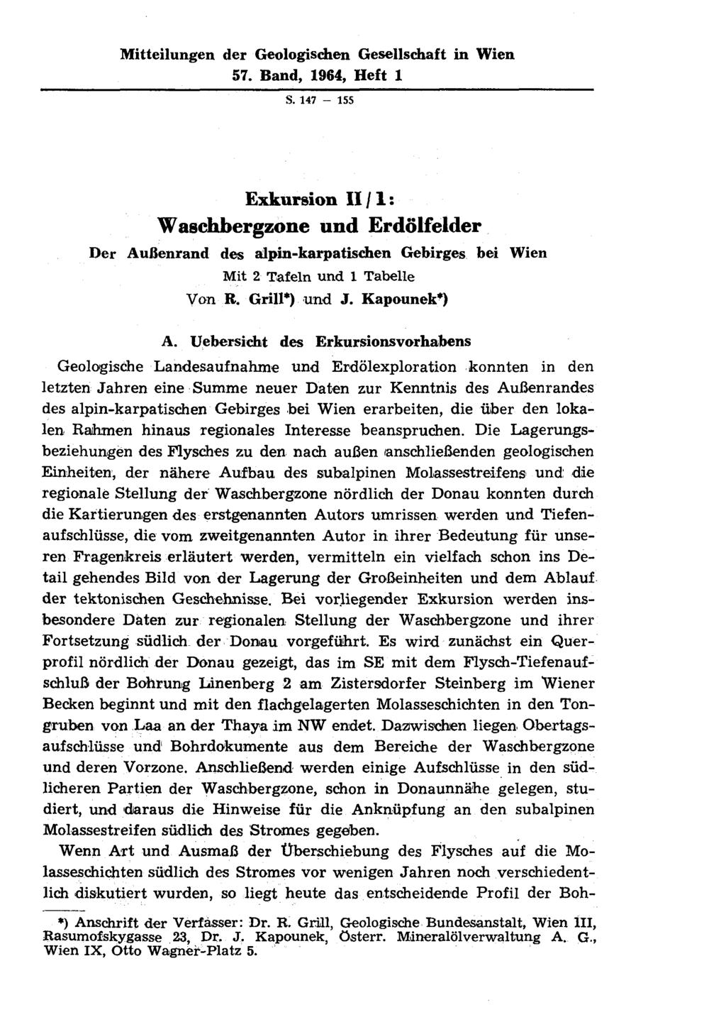 Mitteilungen der Geologischen Gesellschaft in Wien 57. Band, 1964, Heft 1 S.