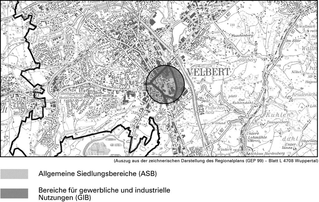 344 Der geltende Flächennutzungsplan der Stadt Velbert aus dem Jahr 1984 stellt für den Vorhabensbereich überwiegend Gewerbegebiet entsprechend der bis zu diesem Zeitpunkt vorhandenen industriellen