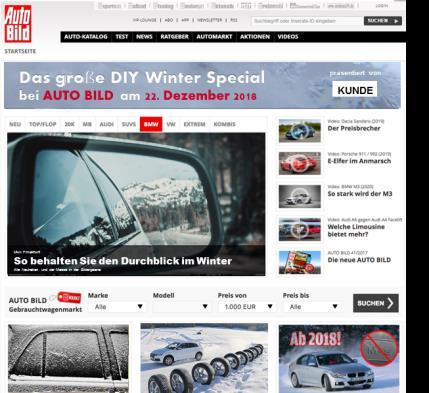 DIY Winter-Special auf der Homepage von AUTO BILD Presenting DIY Winter-Themenspecial