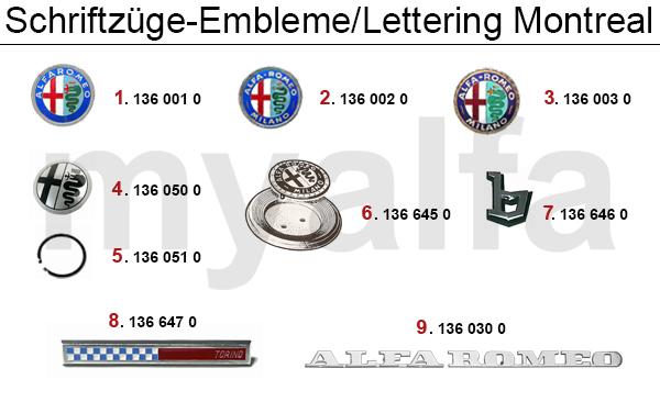 1 1360010 Emblem 55 mm Alfa Romeo 36,50 CHF 2 1360020 Emblem 55 mm Alfa Romeo Milano 36,44 CHF 3 1360030 Emblem 55 mm Alfa Romeo Milano emailliert 44,00 CHF 4 1360500 Emblem Alufelge schwarz /